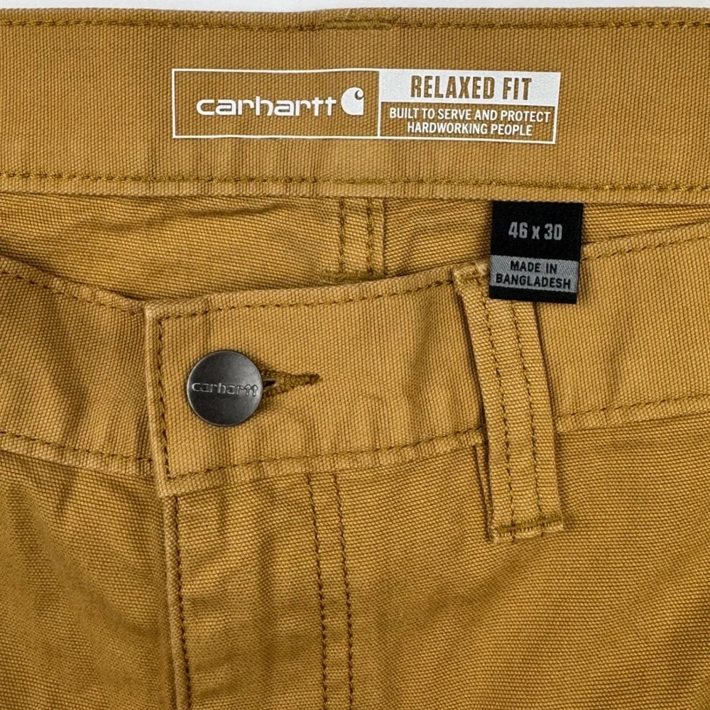 Carhartt Relaxed Fit Work Pants 46x30 Tan Canvas Rugged Flex BN2517-M Brown